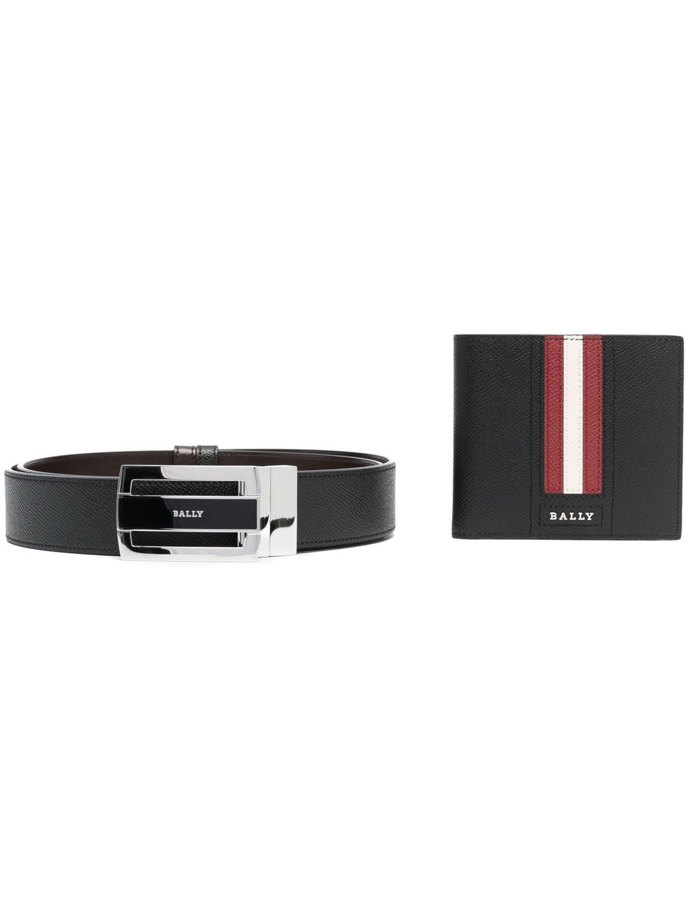 Bally Logo-detail Leather Wallet And Belt Giftbox In Black