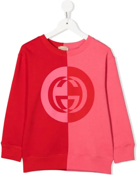 Gucci Kids panelled logo-print cotton sweatshirt
