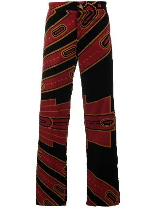 TSAU Art deco-print Velvet Trousers - Farfetch