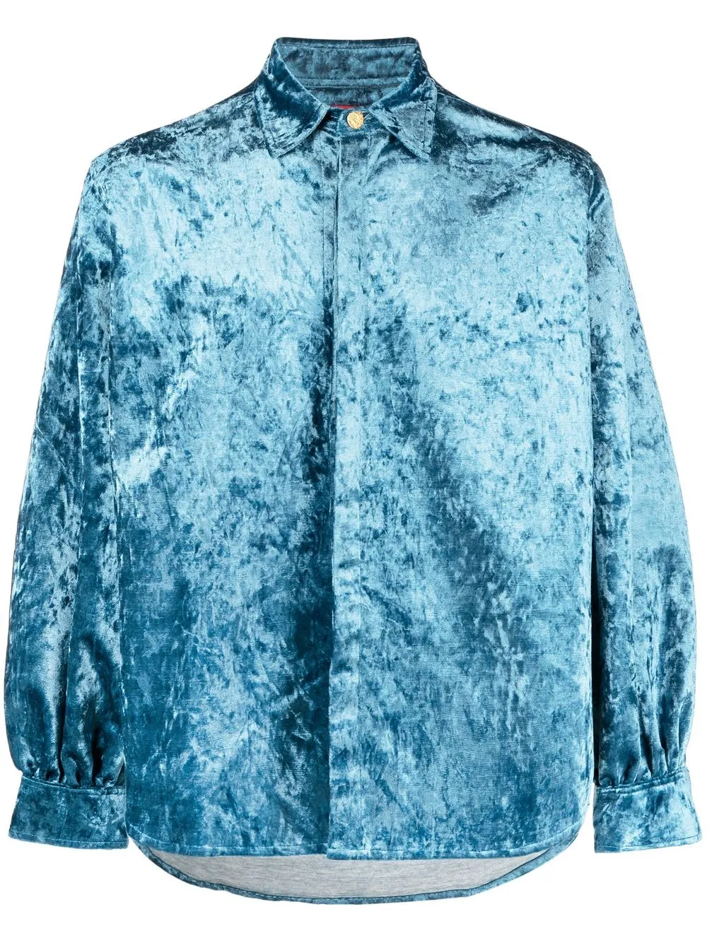 

TSAU velvet puff-sleeved shirt - Blue