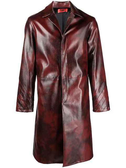 TSAU single-breasted faux-leather coat