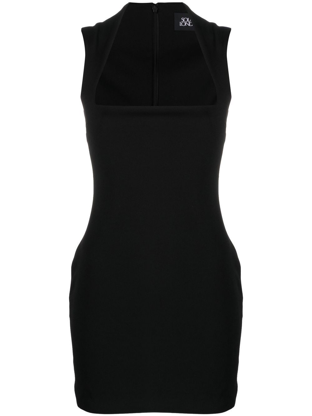 Women Solid Black Square Neck Sleeveless Criss-Cross Back Straight