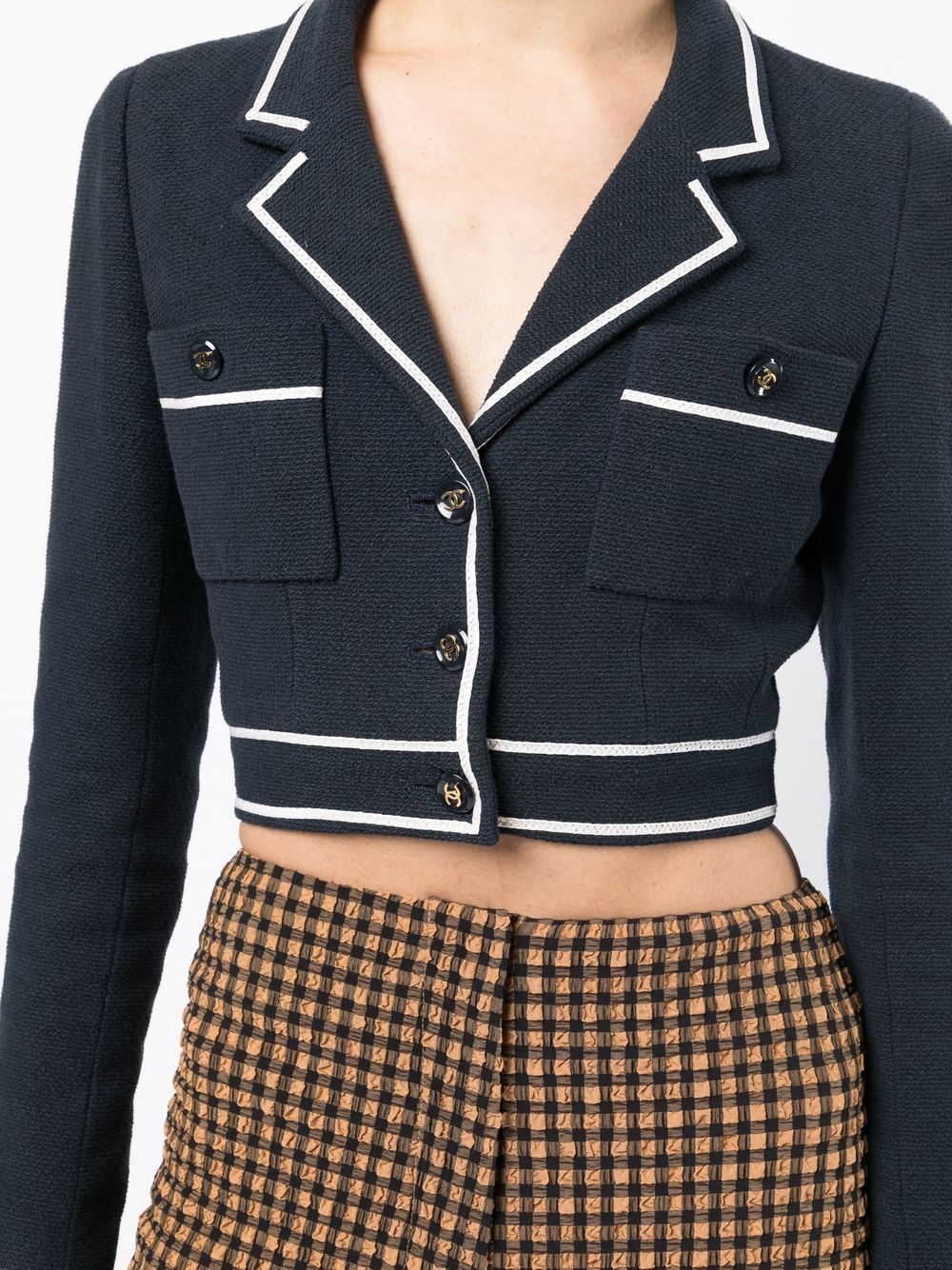 CHANEL Pre-Owned Cropped Faux Fur Jacket - Farfetch