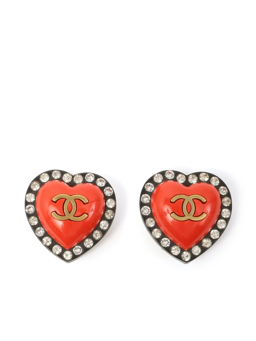 

Chanel Pre-Owned 1995 CC Mark Heart earrings - Red