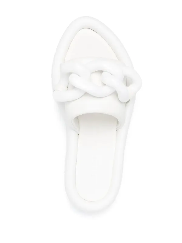 【送料&関税込】Stella McCartney Chain Sliders Stella McCartney Air chain-embellished Slides | White | FARFETCH