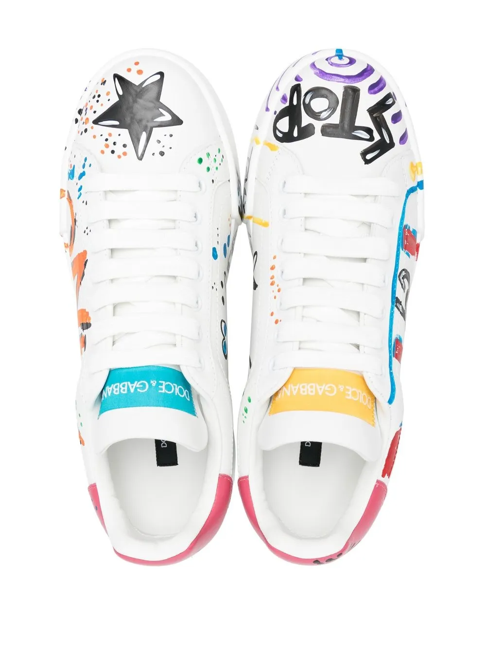 Dolce & Gabbana Portofino Painted Leather Sneakers - Farfetch