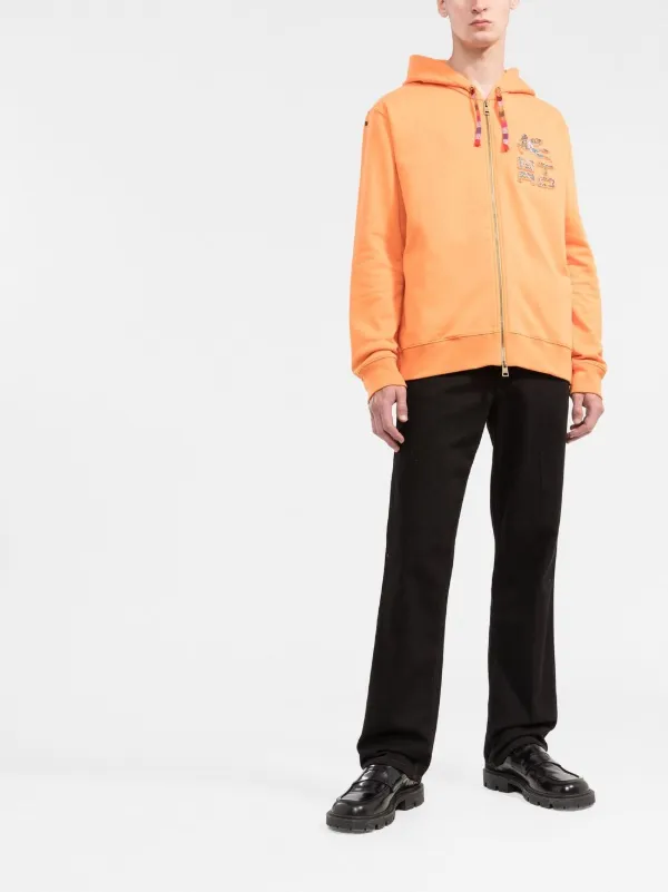 ETRO ブランドロゴ フーディー パーカー オレンジ ETRO logo-debossed zip-up Hoodie | Orange | FARFETCH LB