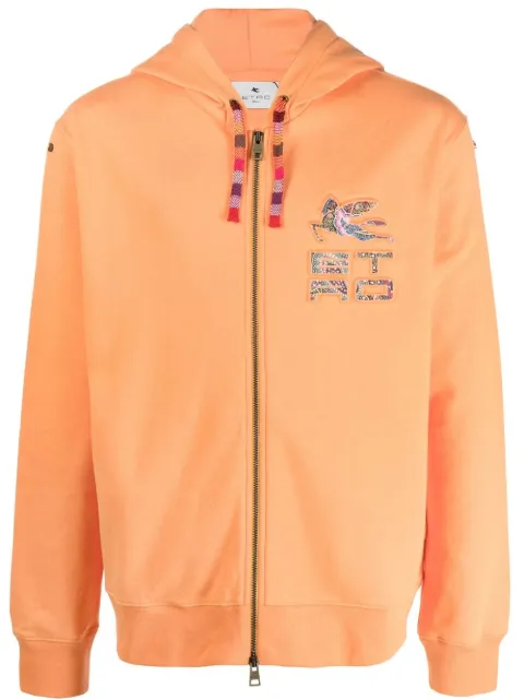 ETRO hoodie zippé à logo en relief