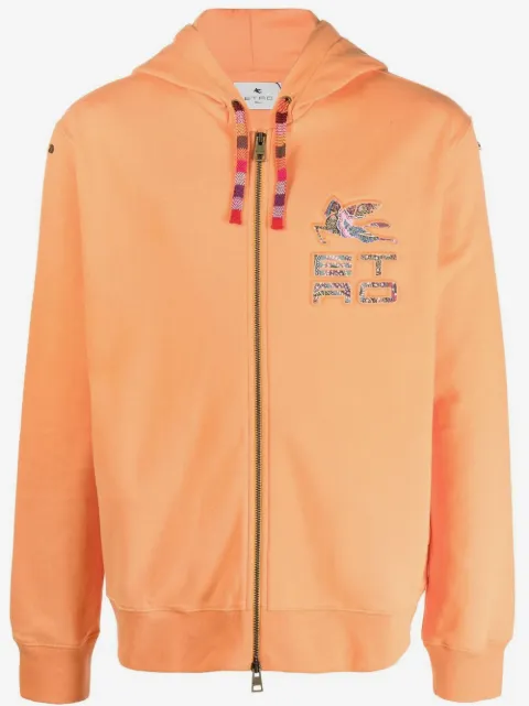 ETRO logo-debossed zip-up hoodie
