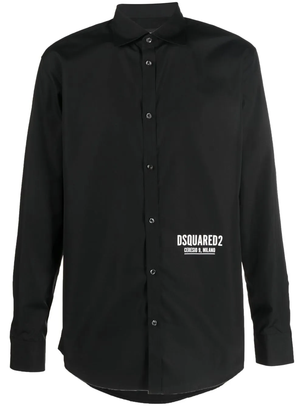 DSQUARED2 logo print long sleeve Shirt Black FARFETCH