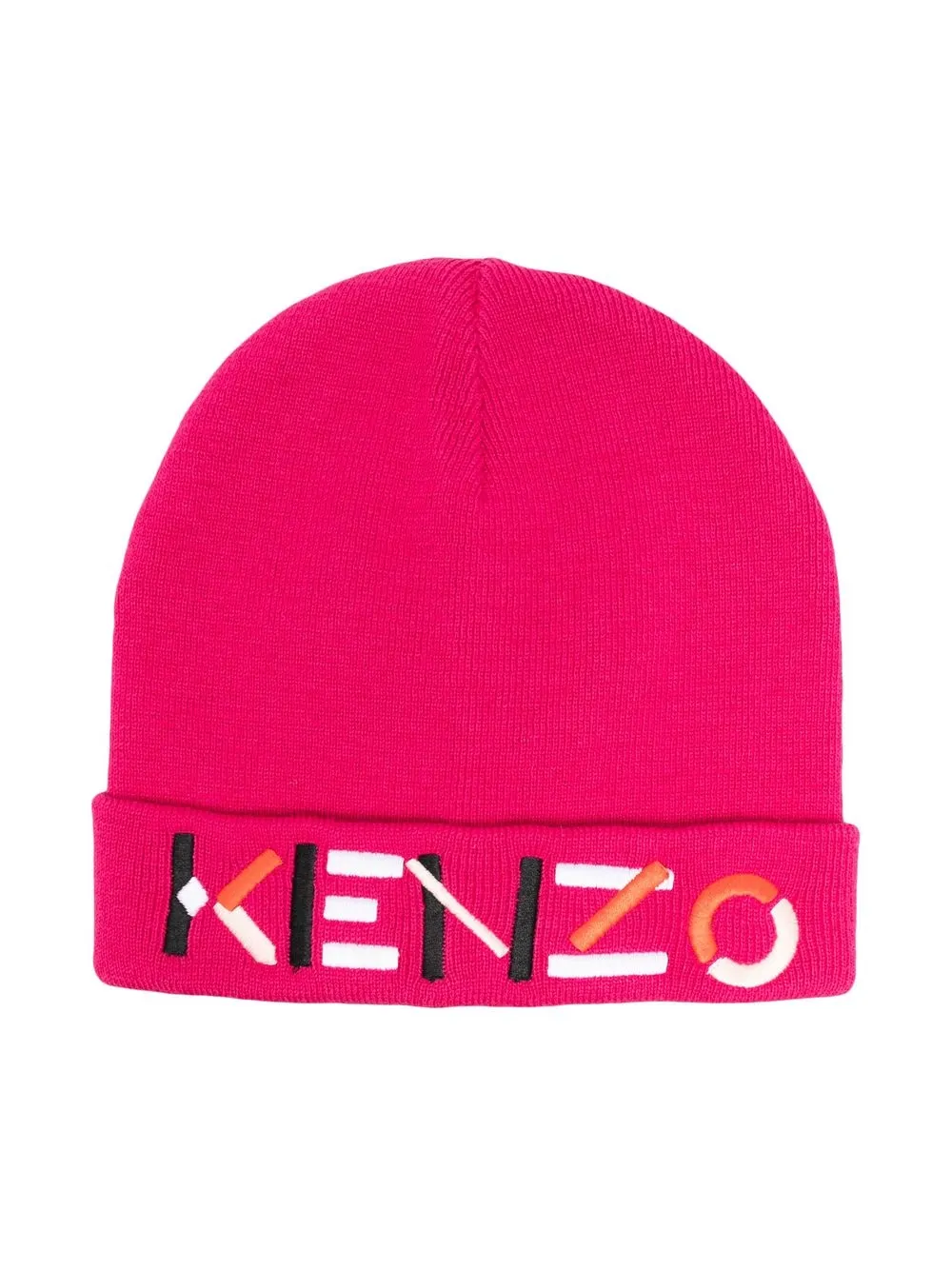 

Kenzo Kids boina tejida de canalé con logo bordado - Rosado