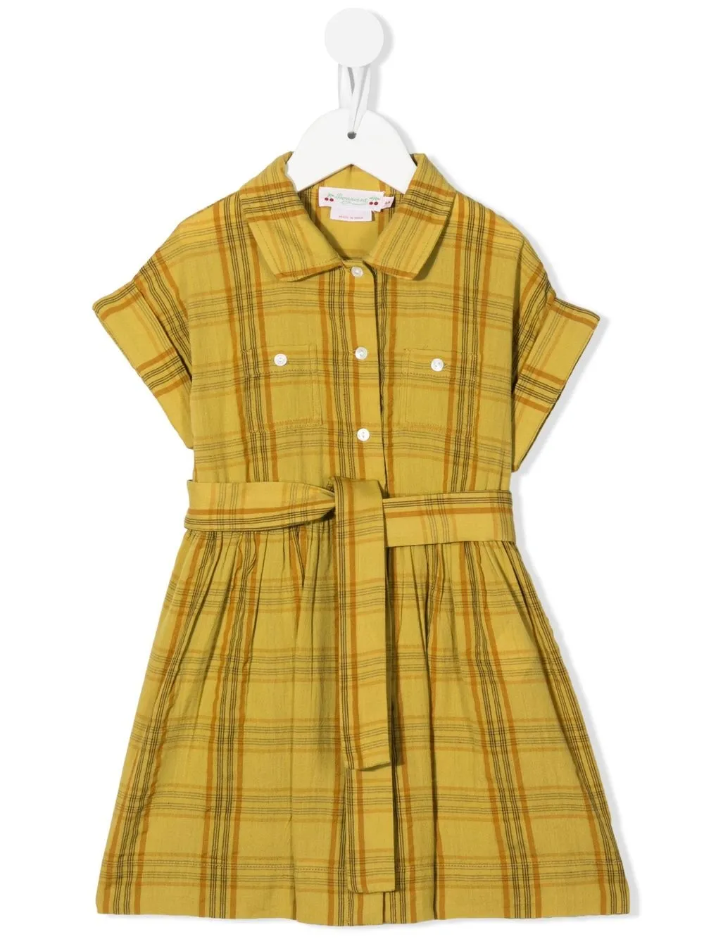 

Bonpoint check-pattern shirt dress - Yellow