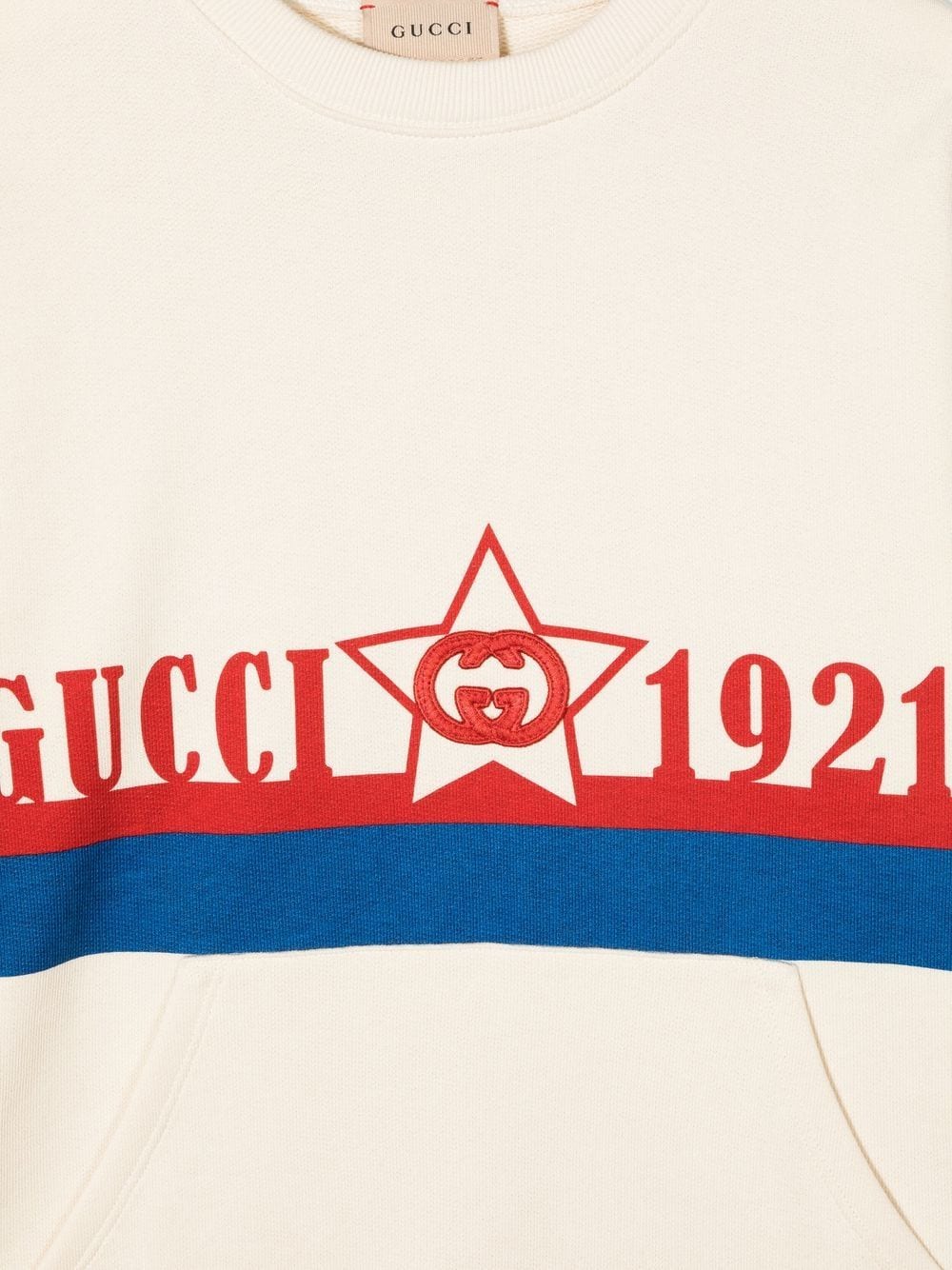 Shop Gucci Logo-print Cotton Sweatshirt In Nude