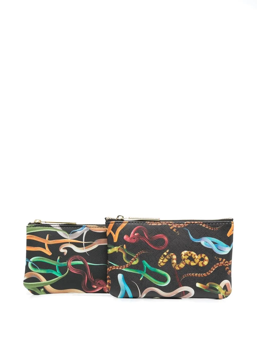 

Seletti snake-print pouch set - Black