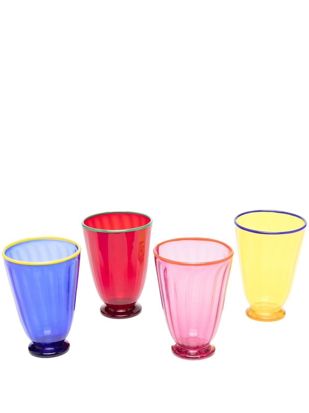 

La DoubleJ juego de 4 vasos Rainbow con ribete en contraste - Azul