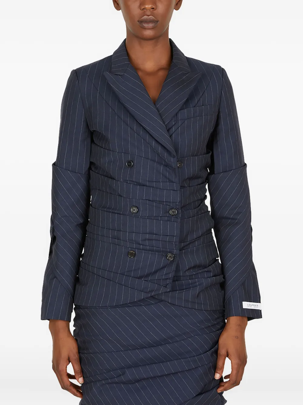 Lourdes  pinstriped double-breasted blazer | Blue | Image 1