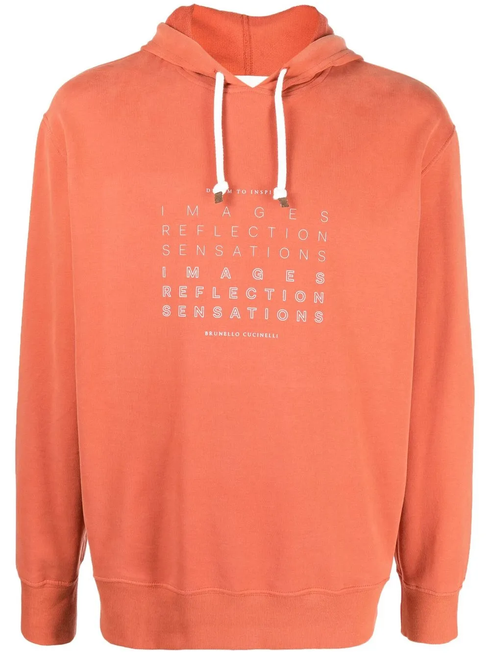 

Brunello Cucinelli text-print drawstring hoodie - Orange