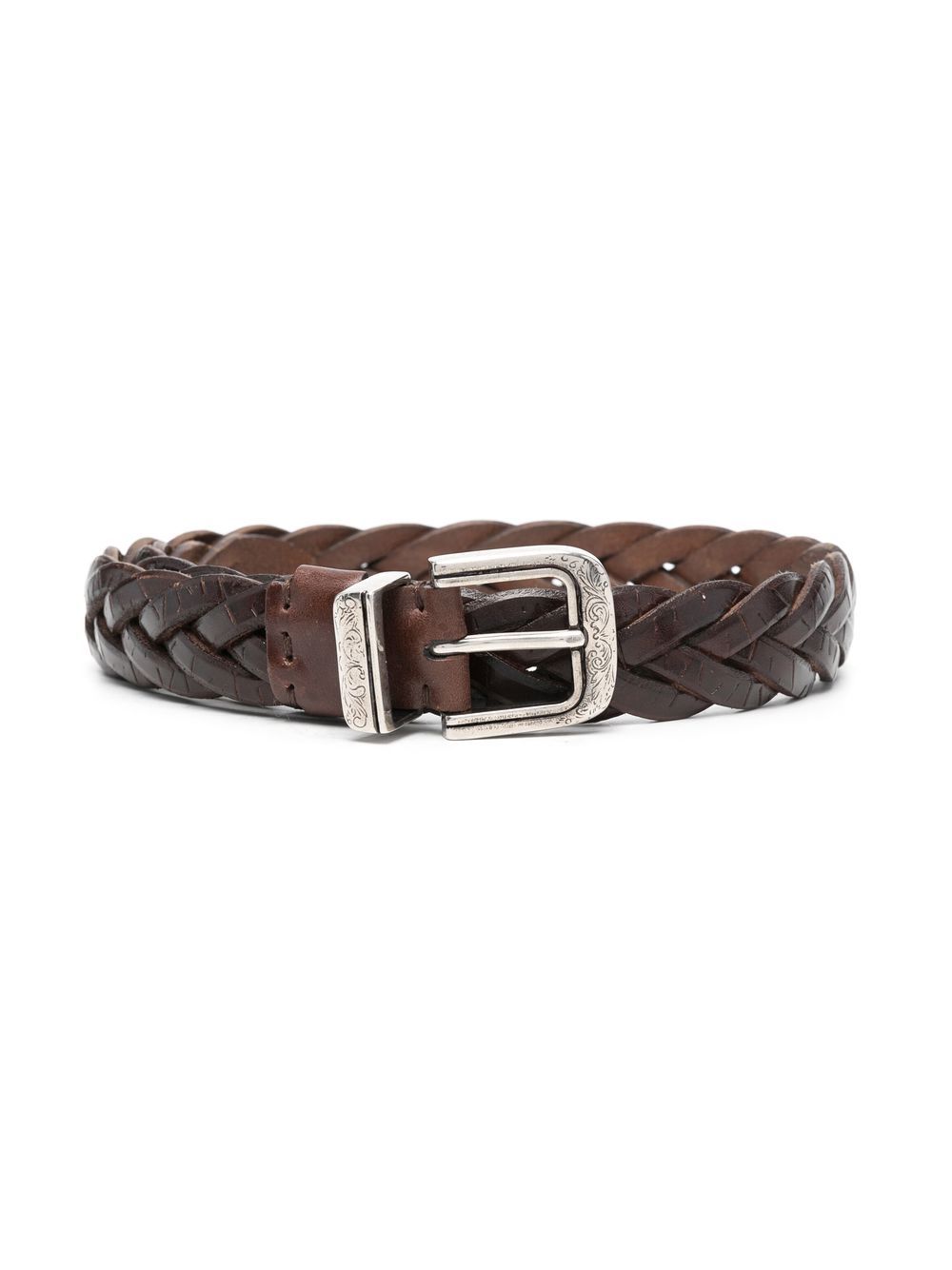 Brunello Cucinelli Kids weaved leather belt - Brown