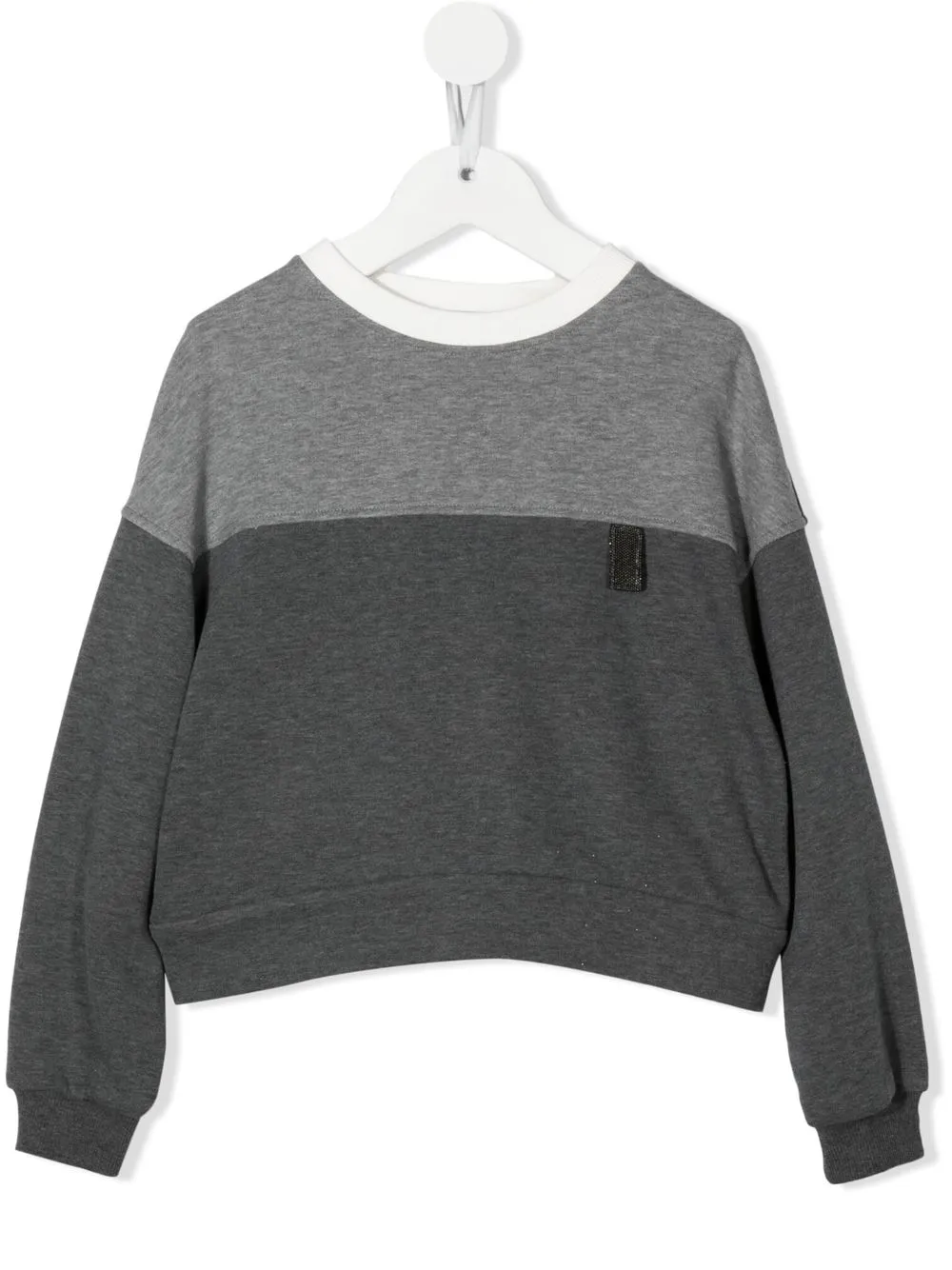 

Brunello Cucinelli Kids colour-block crew-neck sweatshirt - Grey