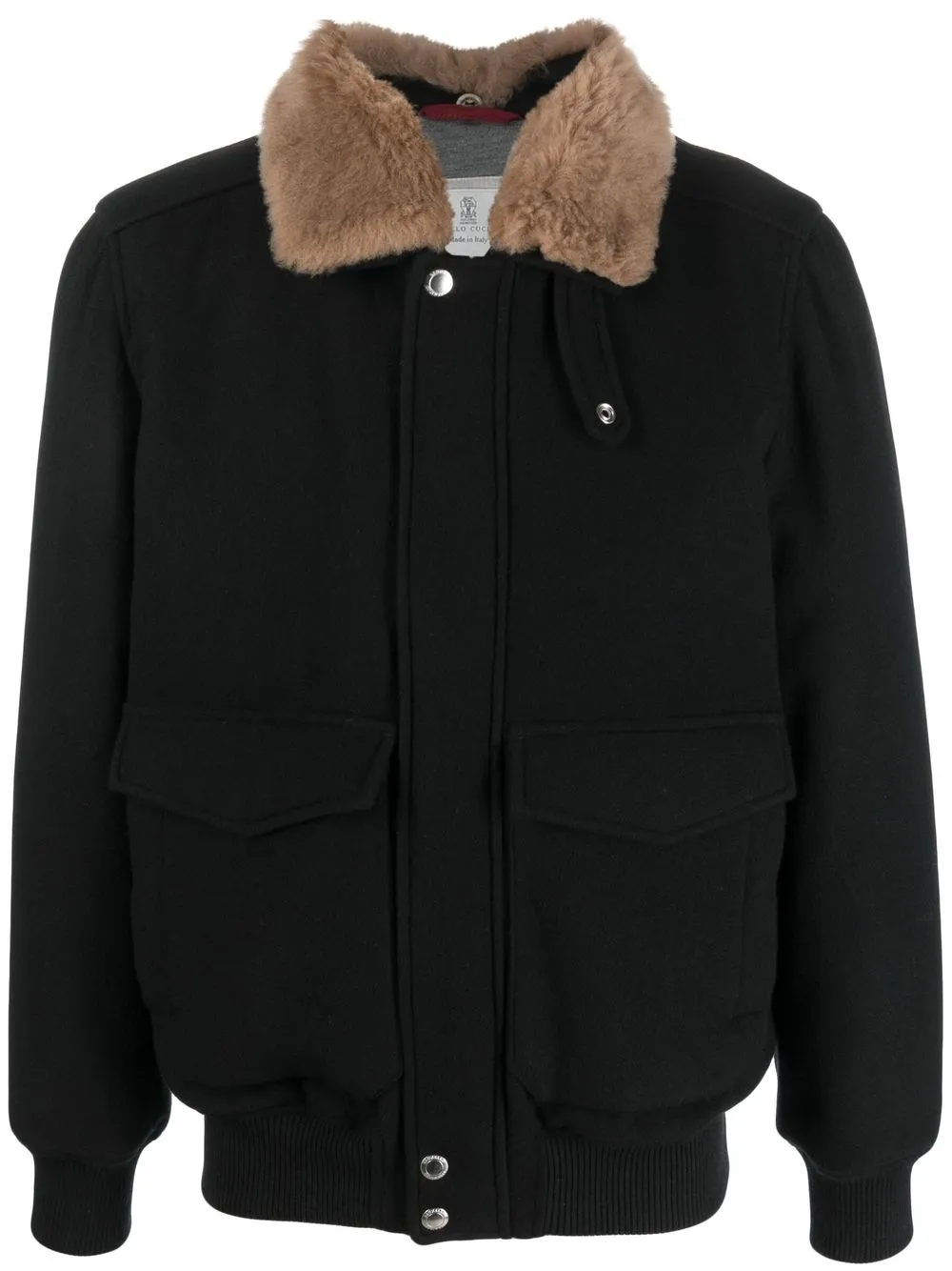 

Brunello Cucinelli chamarra de cachemira con cuello removible - Negro