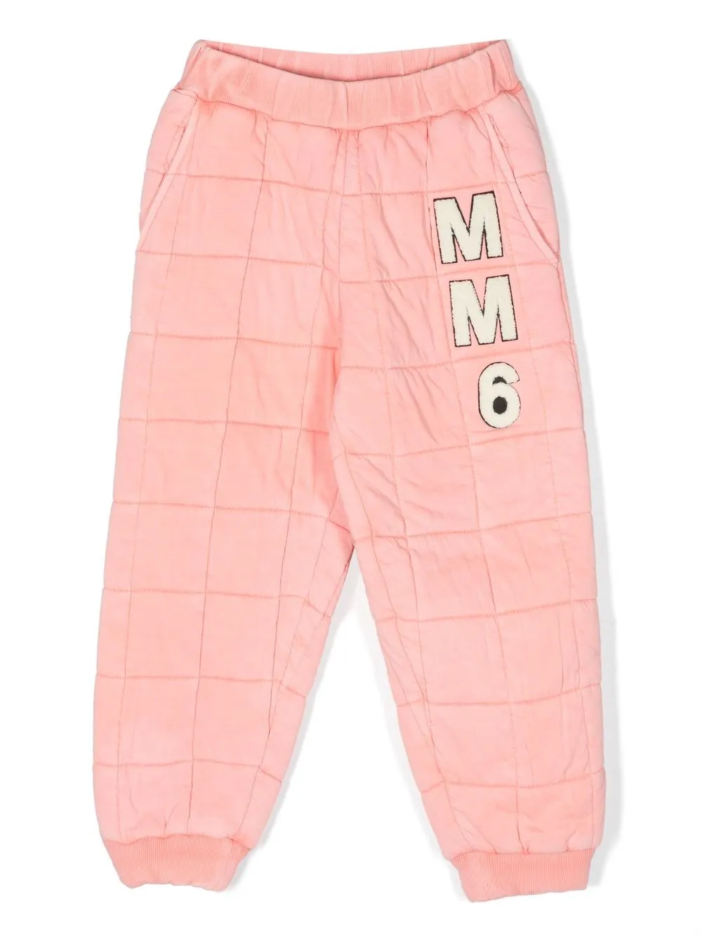 

MM6 Maison Margiela Kids flocked-logo straight trousers - Pink