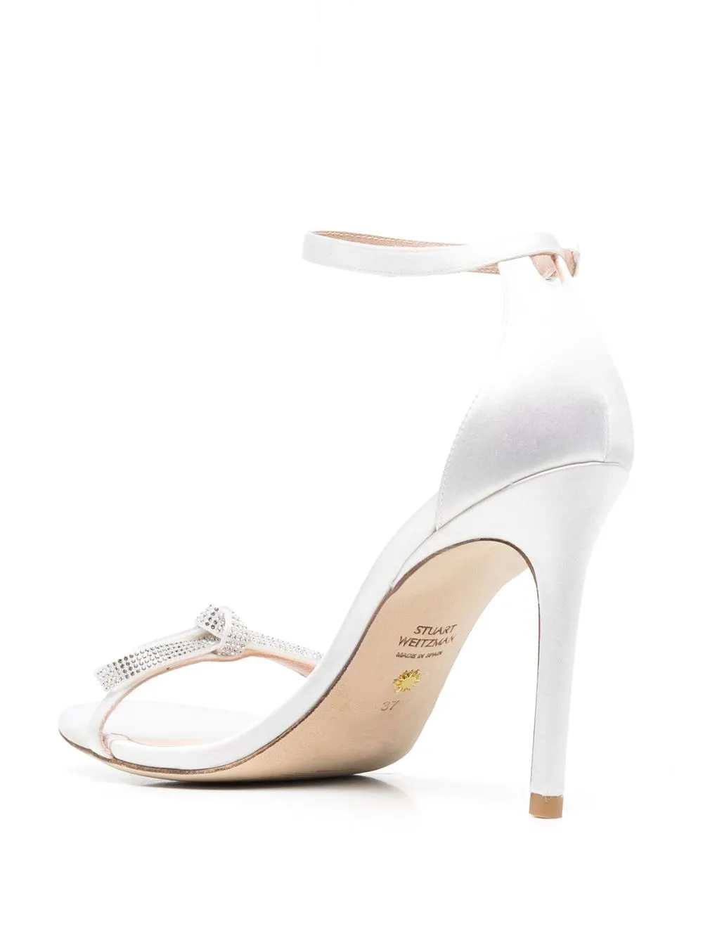  Stuart Weitzman Nudist Crystal-bow Sandals - White 