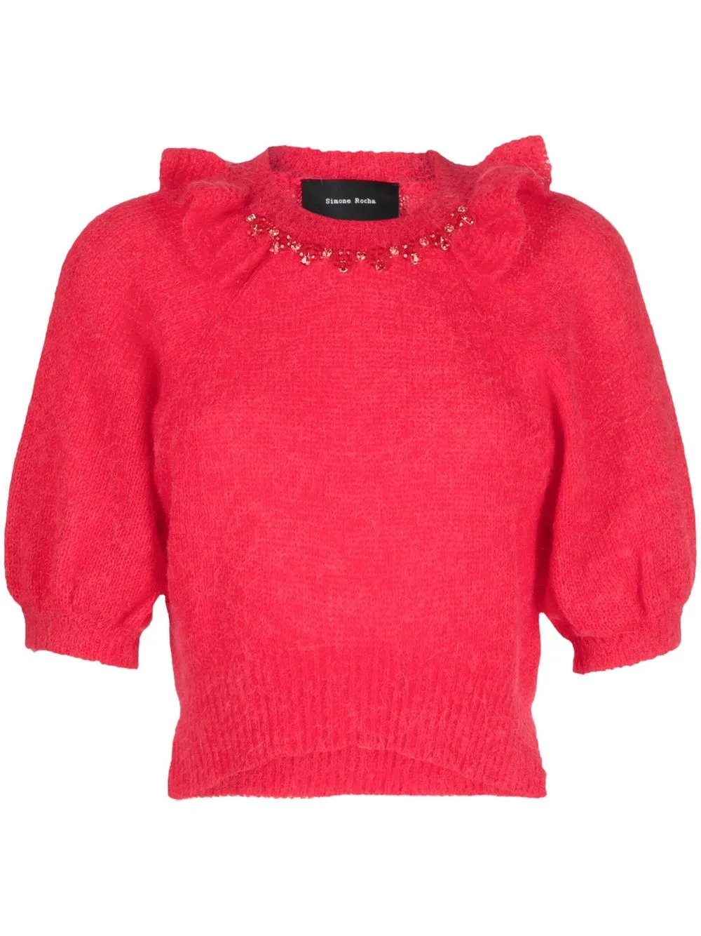 

Simone Rocha embellished puff sleeve jumper - Red