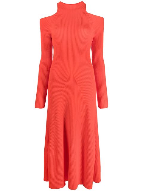 A.W.A.K.E. Mode ribbed-knit cut-out dress