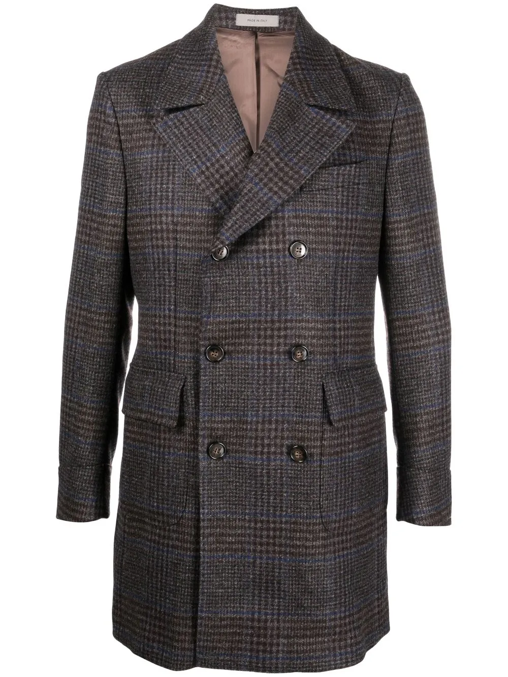 

Corneliani checked double-breasted coat - Brown