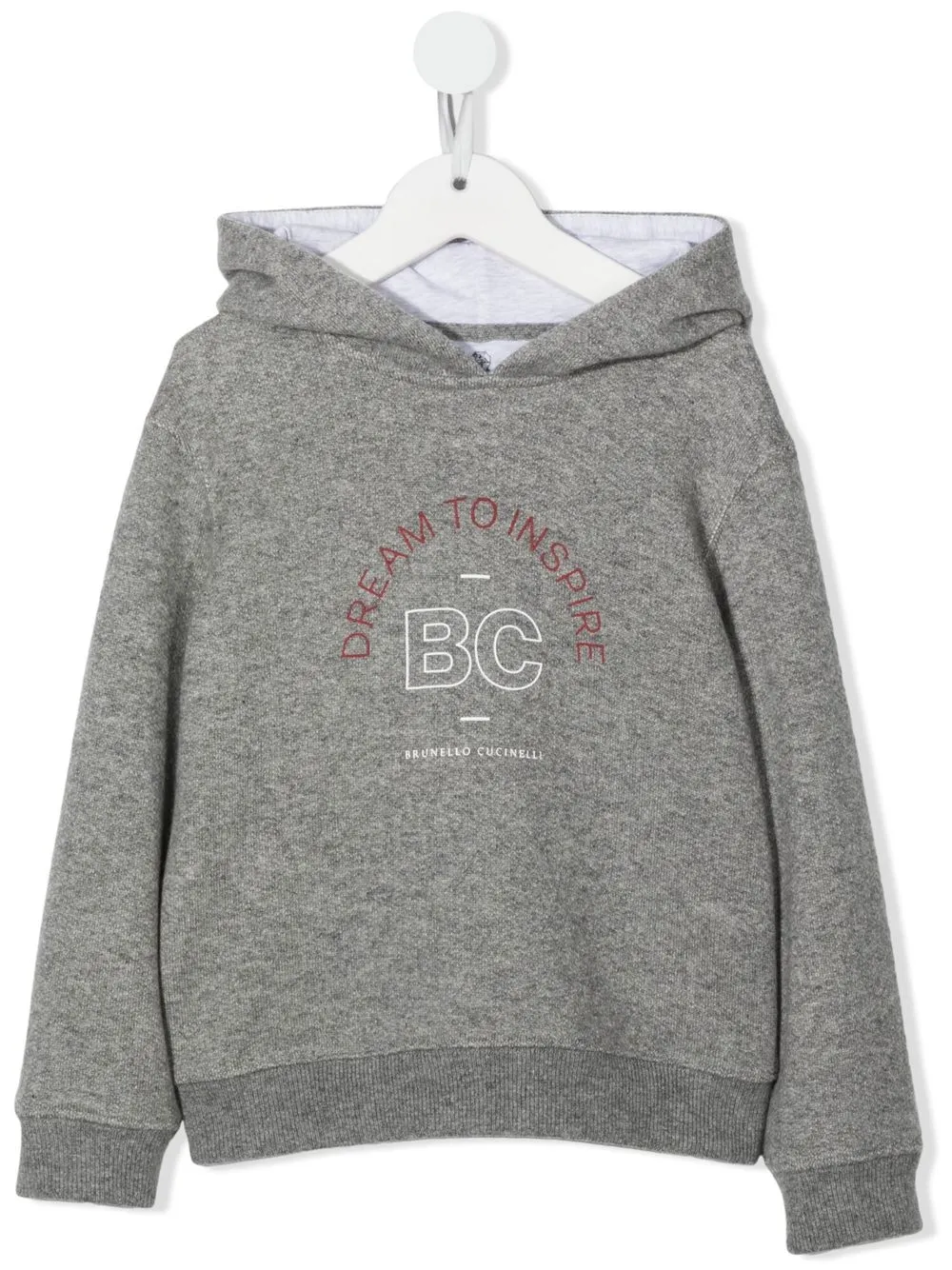 

Brunello Cucinelli Kids logo-print cotton hoodie - Grey