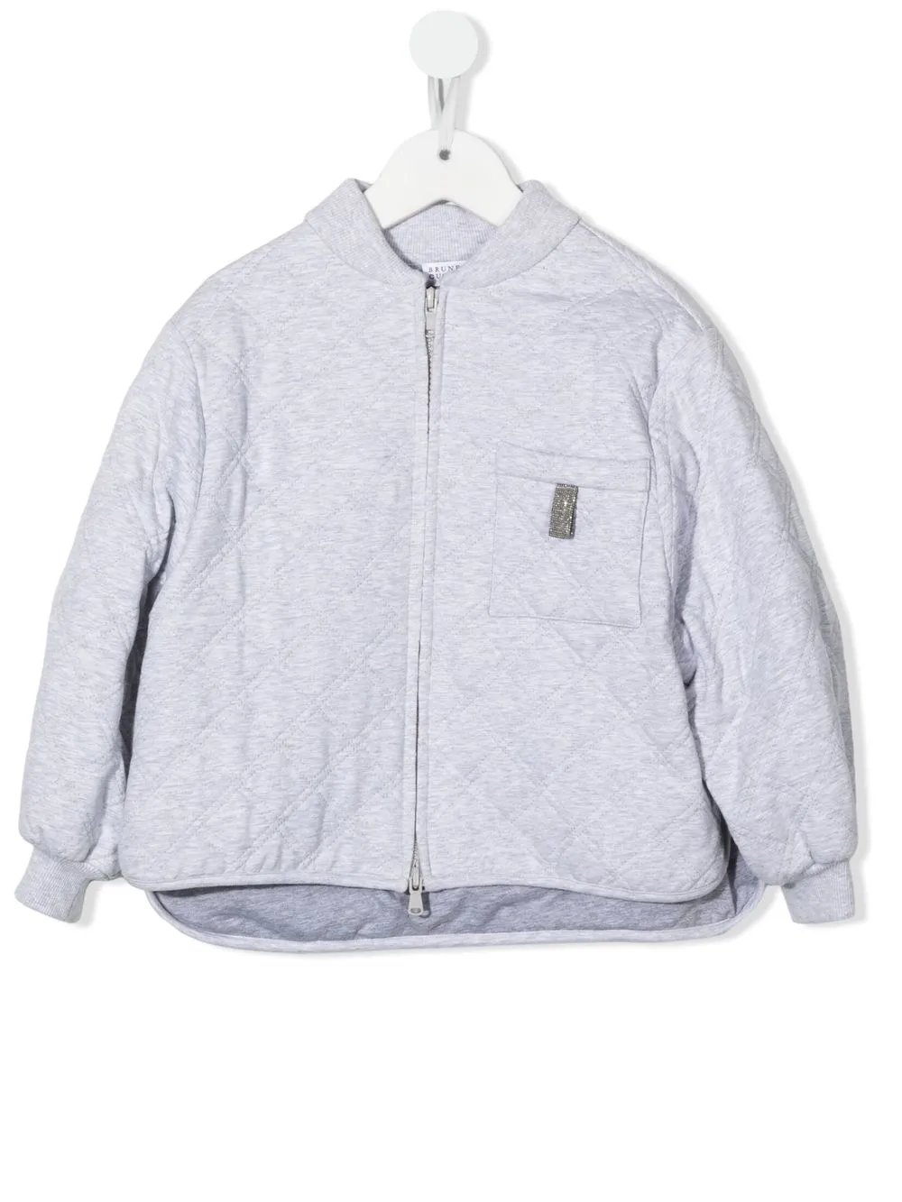 

Brunello Cucinelli Kids chamarra capitonada con cierre - Gris