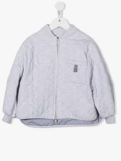 Brunello Cucinelli Kids zip-up quilted jacket