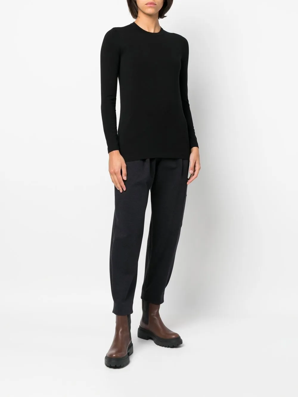 Brunello Cucinelli Long-sleeve Cotton T-shirt In Black