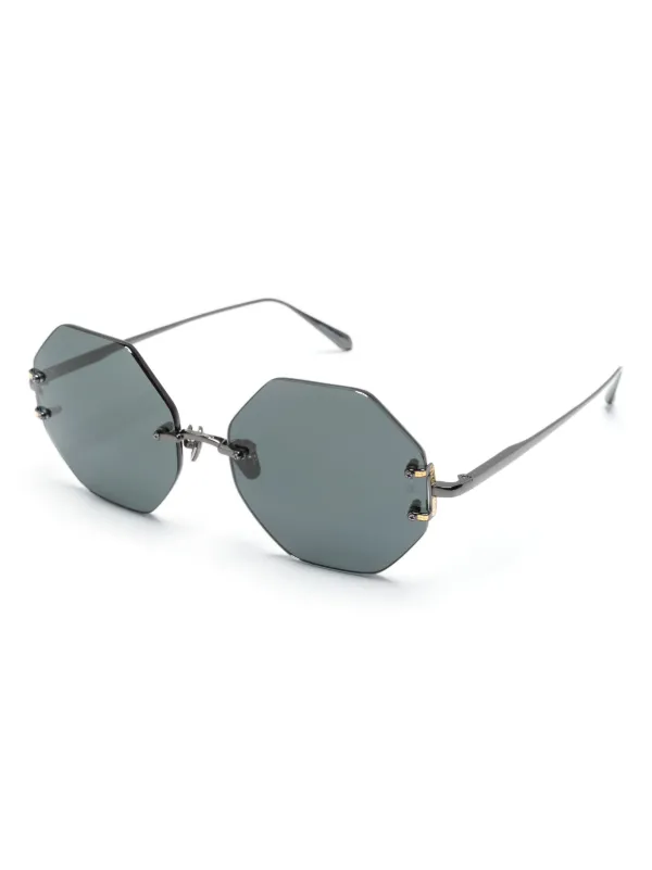 Linda Farrow Arua Hexagonal-frame Sunglasses in Grey
