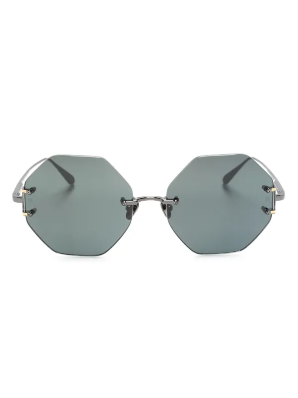 Linda Farrow Arua Hexagonal-frame Sunglasses in Grey