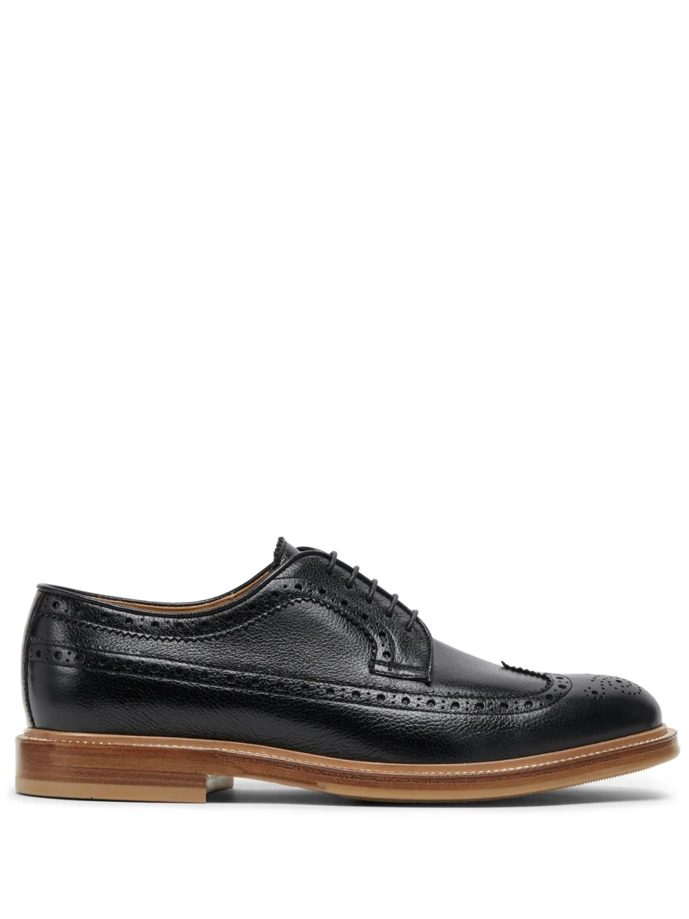 Brunello Cucinelli Sapato brogue de couro com cadarço | Preto | Image 1