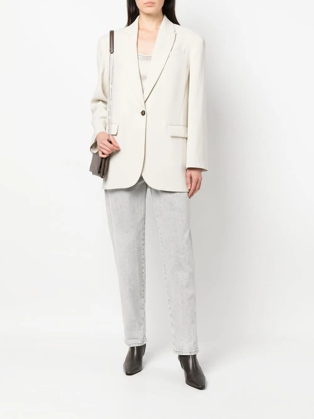Brunello Cucinelli Blazer met enkele rij knopen - Beige