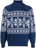 Brunello Cucinelli jacquard-pattern cashmere roll-neck jumper - Blue