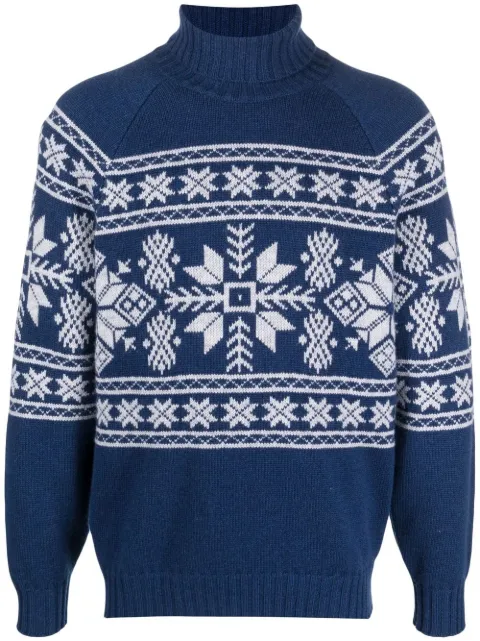 Brunello Cucinelli jacquard-pattern cashmere roll-neck jumper