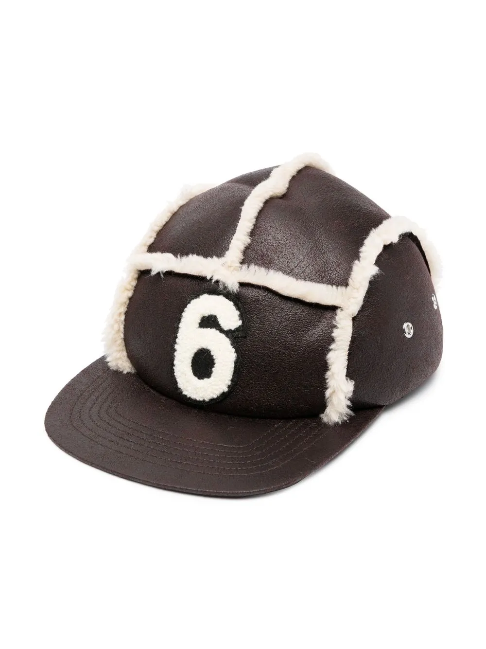

MM6 Maison Margiela Kids shearling-trim detail baseball cap - Brown