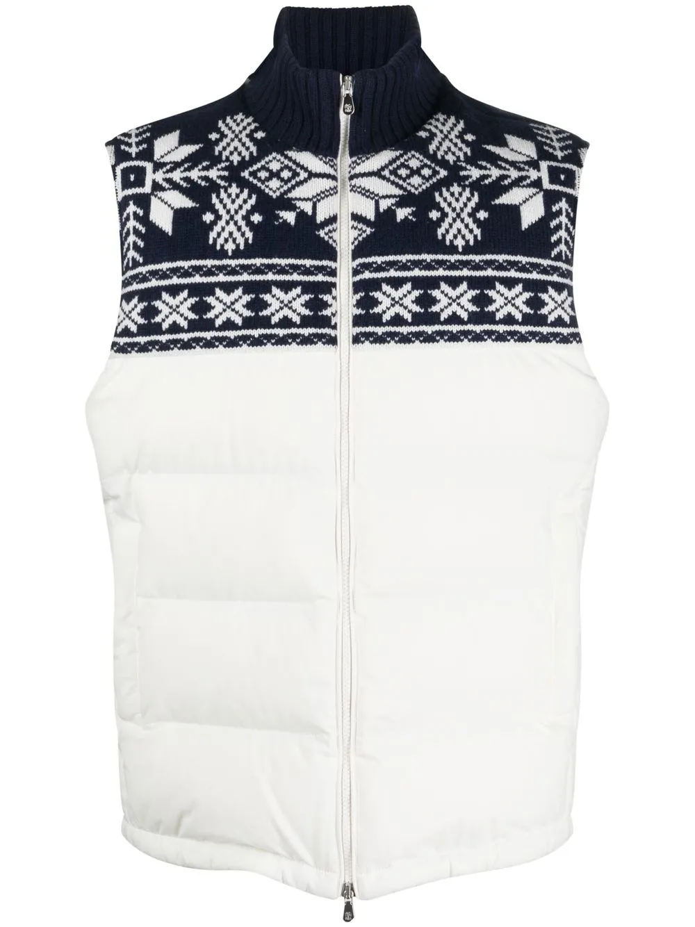 

Brunello Cucinelli Fair Isle panelled gilet - White