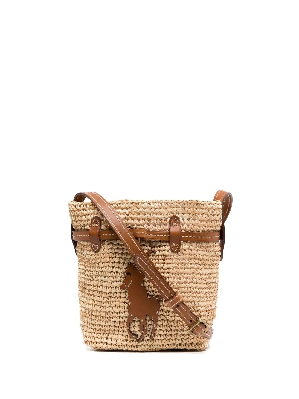 

Polo Ralph Lauren logo-patch woven bucket bag - Neutrals
