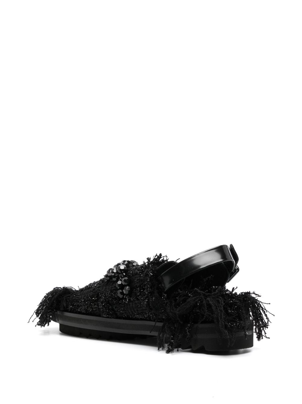 Shop Simone Rocha Low Trek Heart Fringed Sandals In Black