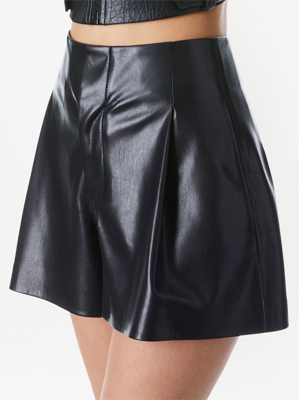 Shop Alice And Olivia Steffie Vegan Leather Shorts In Black
