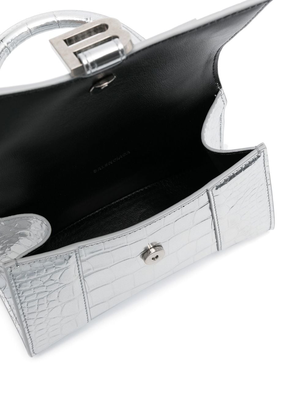 Balenciaga Croc-Embossed Editor Frame Handle Bag in Metallic