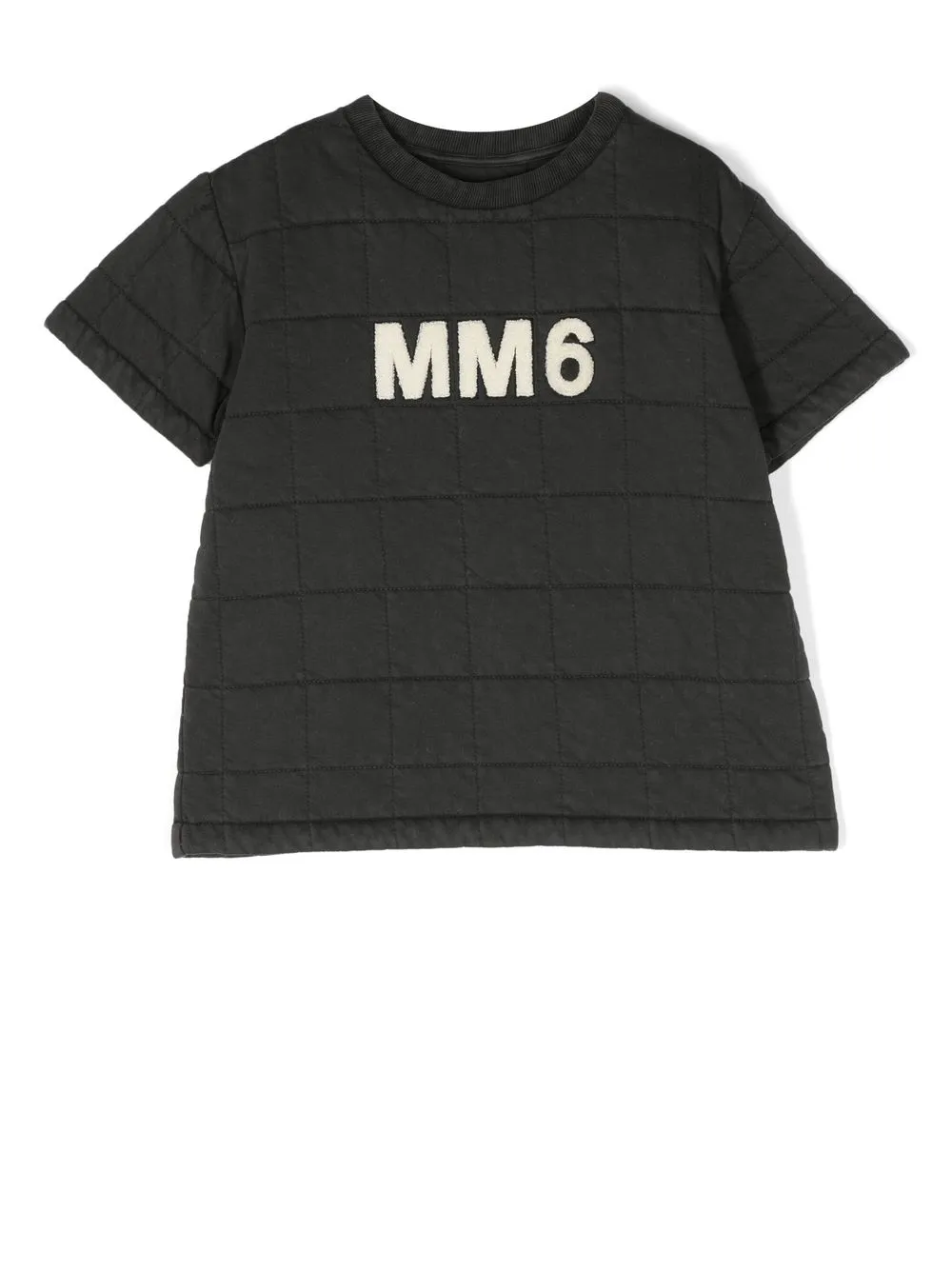 

MM6 Maison Margiela Kids playera manga corta con logo afelpado - Gris