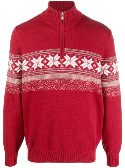 Brunello Cucinelli Fair Isle zip-neck jumper