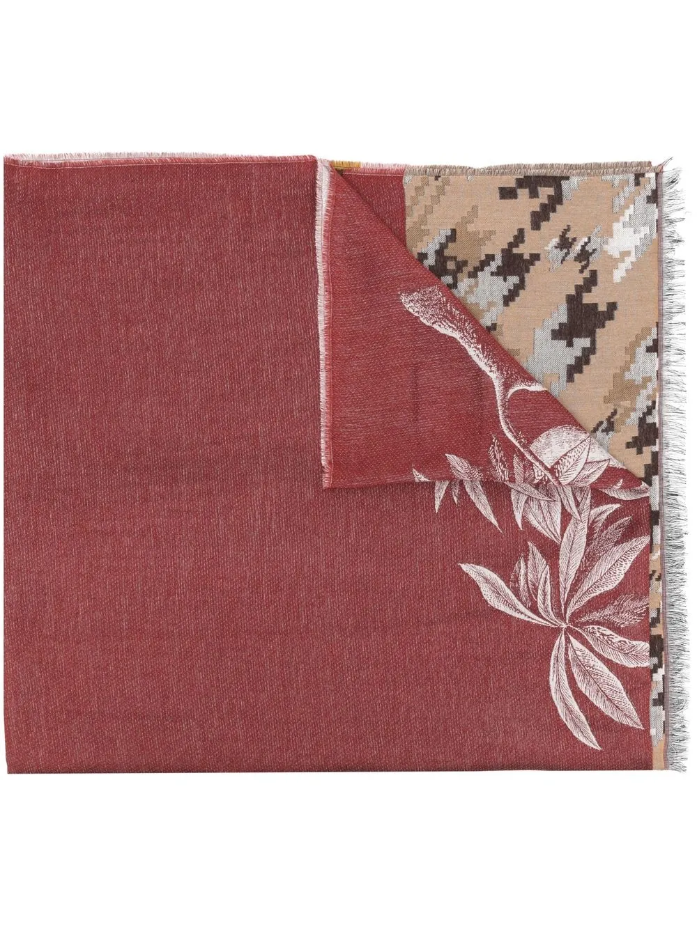 

ETRO mascada deshilachada con motivo en jacquard - Rojo