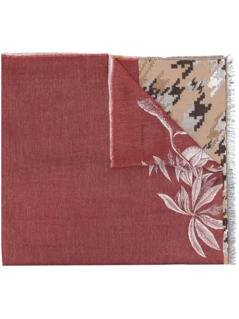 frayed patterned-jacquard scarf