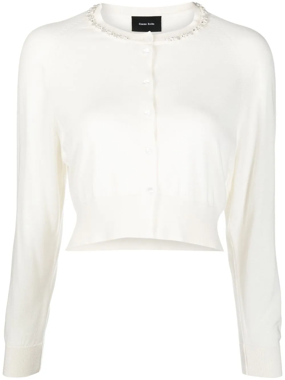 

Simone Rocha beaded fine-knit cardigan - Neutrals